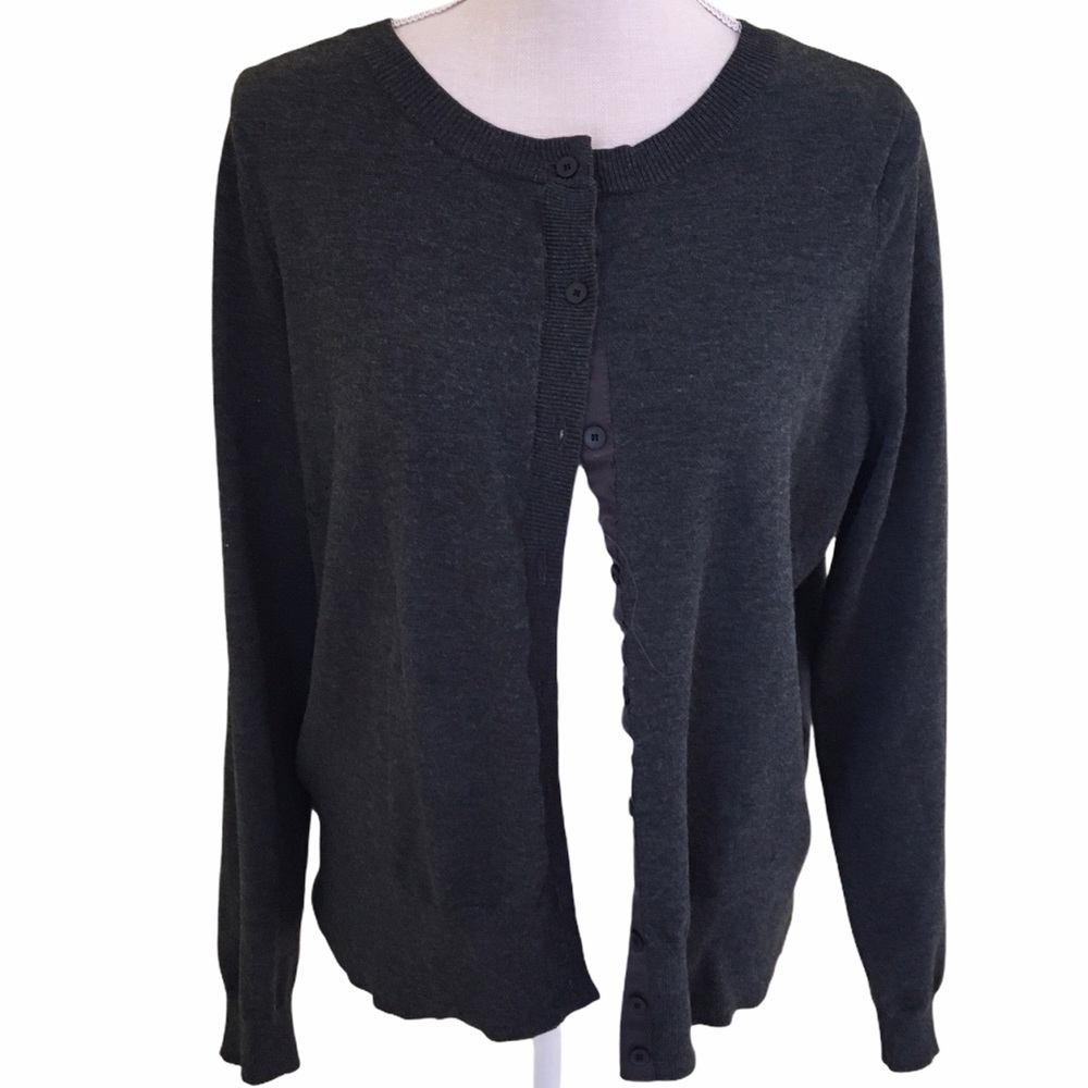 Lane Bryant Gray Classic Cardigan Sweater 14/16